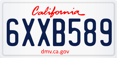 CA license plate 6XXB589