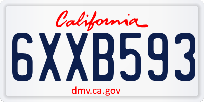 CA license plate 6XXB593