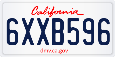 CA license plate 6XXB596