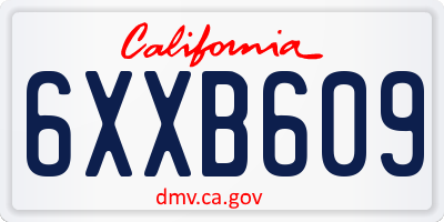 CA license plate 6XXB609