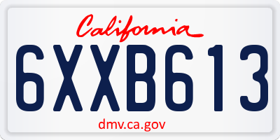 CA license plate 6XXB613
