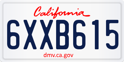 CA license plate 6XXB615