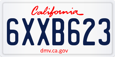 CA license plate 6XXB623