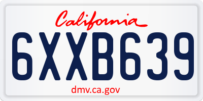 CA license plate 6XXB639