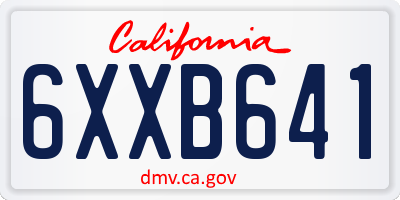 CA license plate 6XXB641