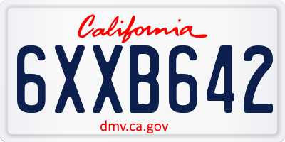 CA license plate 6XXB642