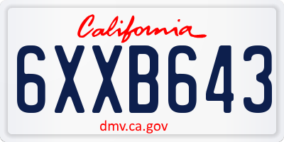 CA license plate 6XXB643