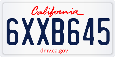 CA license plate 6XXB645