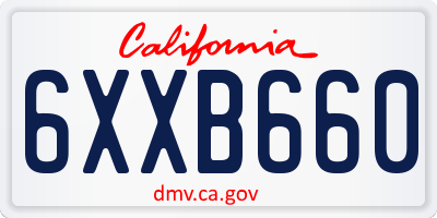 CA license plate 6XXB660