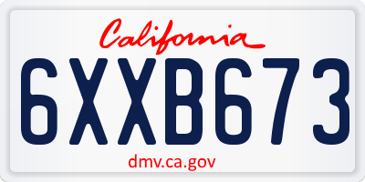 CA license plate 6XXB673