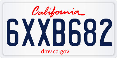 CA license plate 6XXB682