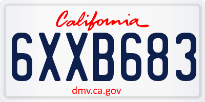 CA license plate 6XXB683
