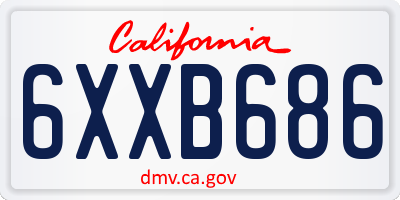 CA license plate 6XXB686