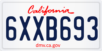 CA license plate 6XXB693
