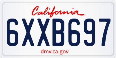 CA license plate 6XXB697