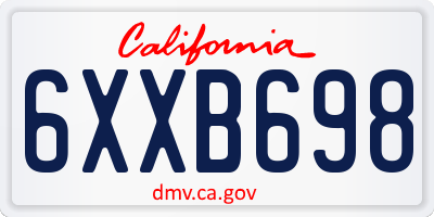 CA license plate 6XXB698