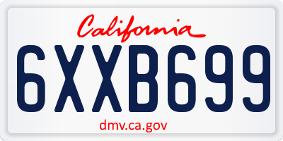 CA license plate 6XXB699
