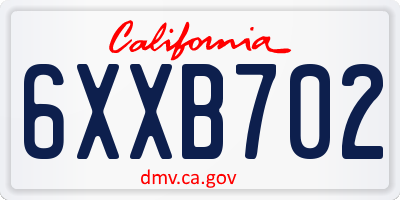 CA license plate 6XXB702