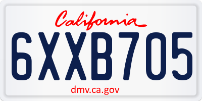 CA license plate 6XXB705