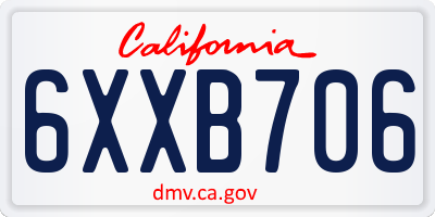 CA license plate 6XXB706