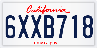 CA license plate 6XXB718