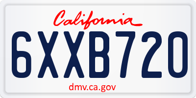 CA license plate 6XXB720