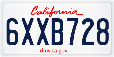 CA license plate 6XXB728
