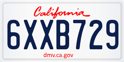 CA license plate 6XXB729