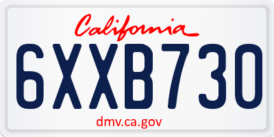 CA license plate 6XXB730