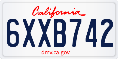 CA license plate 6XXB742
