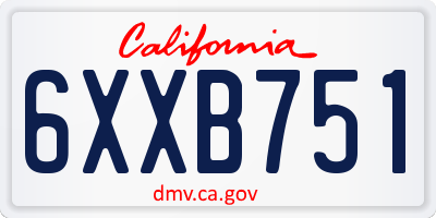 CA license plate 6XXB751