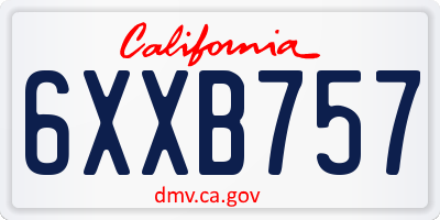 CA license plate 6XXB757
