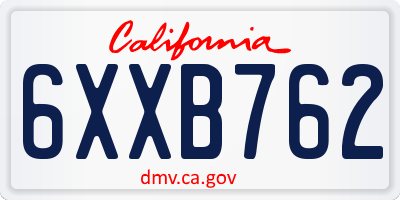 CA license plate 6XXB762