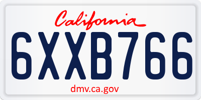 CA license plate 6XXB766