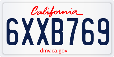 CA license plate 6XXB769