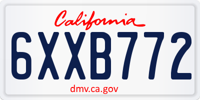 CA license plate 6XXB772