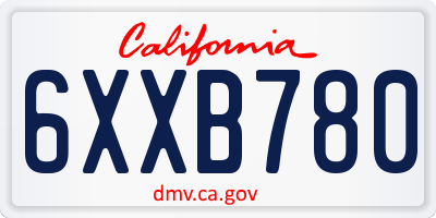 CA license plate 6XXB780