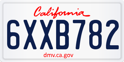 CA license plate 6XXB782