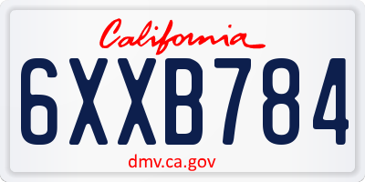 CA license plate 6XXB784