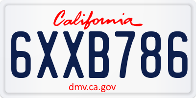 CA license plate 6XXB786