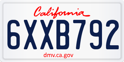 CA license plate 6XXB792