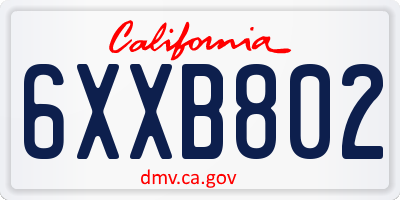 CA license plate 6XXB802