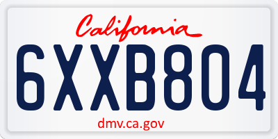 CA license plate 6XXB804