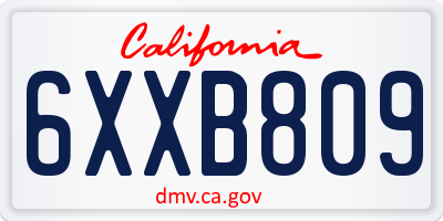 CA license plate 6XXB809