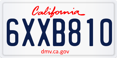 CA license plate 6XXB810