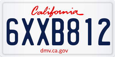 CA license plate 6XXB812