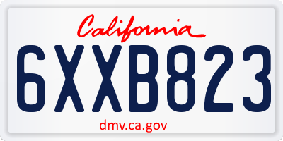 CA license plate 6XXB823