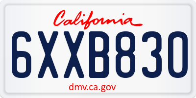 CA license plate 6XXB830