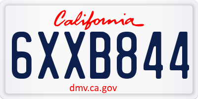 CA license plate 6XXB844