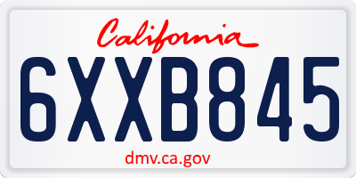 CA license plate 6XXB845
